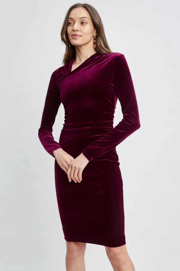 Elie Tahari Dresses & Jumpsuits | Suiting-Asymmetric Ruched Velvet Dress