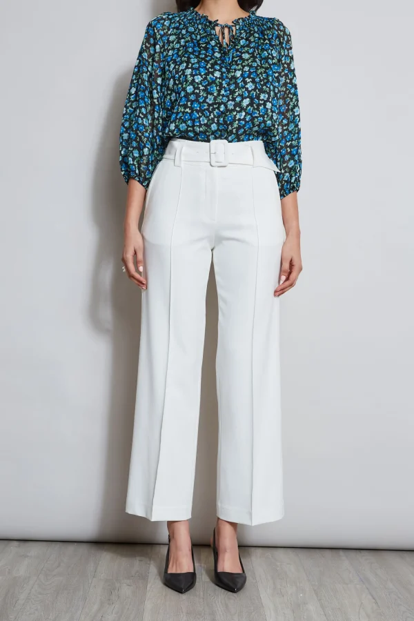 Elie Tahari Bottoms-Belted Crepe Pant