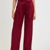 Elie Tahari Bottoms-Belted Satin Pleated Pant