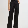 Elie Tahari Bottoms-Belted Satin Pleated Pant