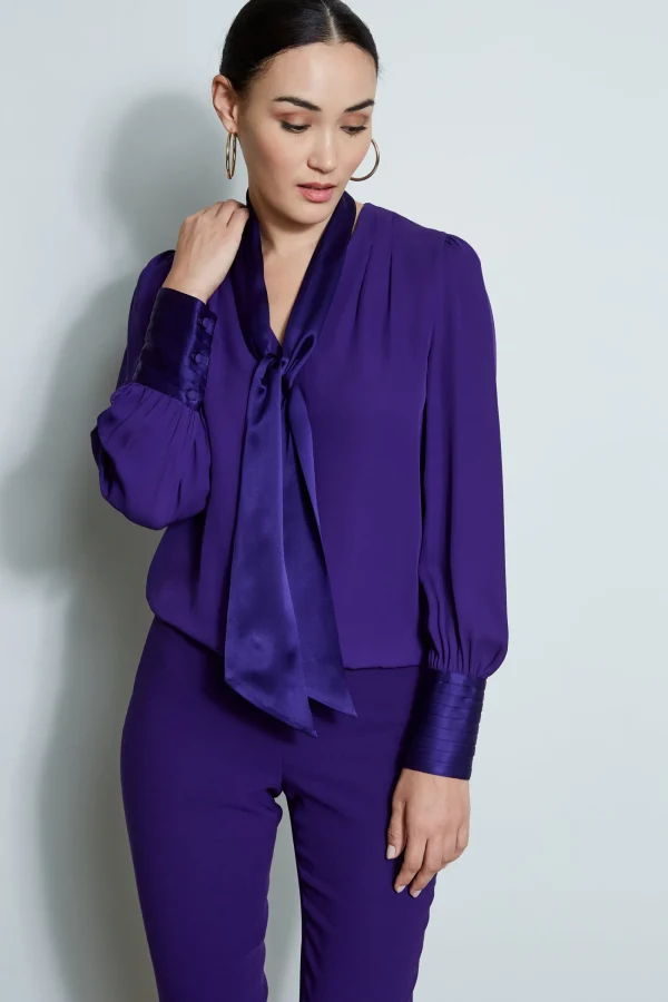 Elie Tahari Tops & Sweaters-Blouson Satin Tie Shirt