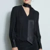 Elie Tahari Tops & Sweaters-Blouson Satin Tie Shirt