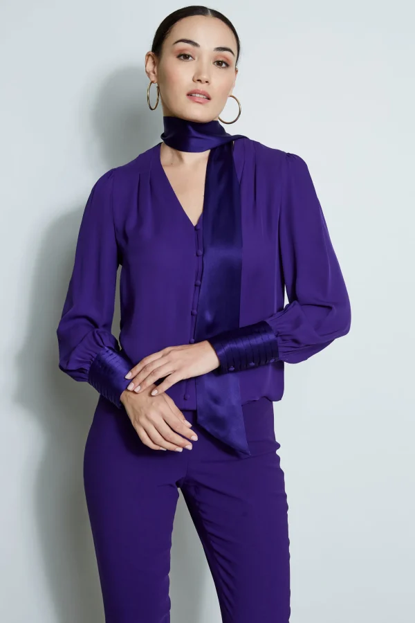 Elie Tahari Tops & Sweaters-Blouson Satin Tie Shirt