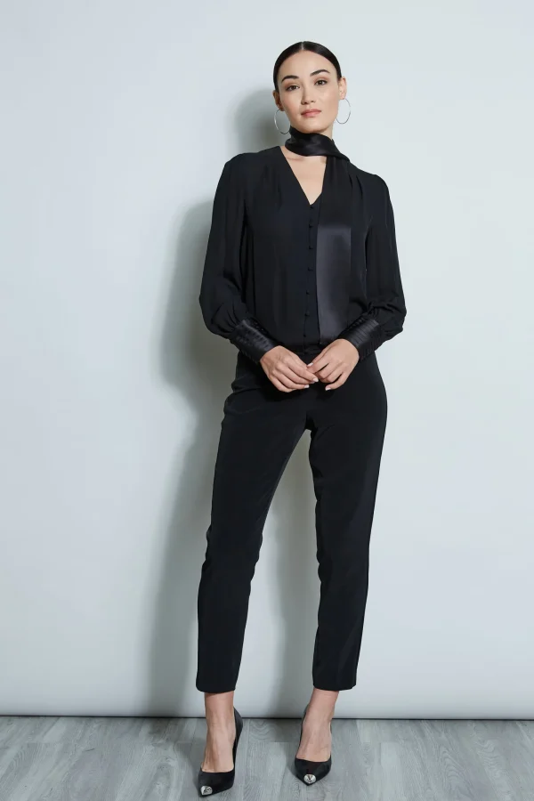 Elie Tahari Tops & Sweaters-Blouson Satin Tie Shirt