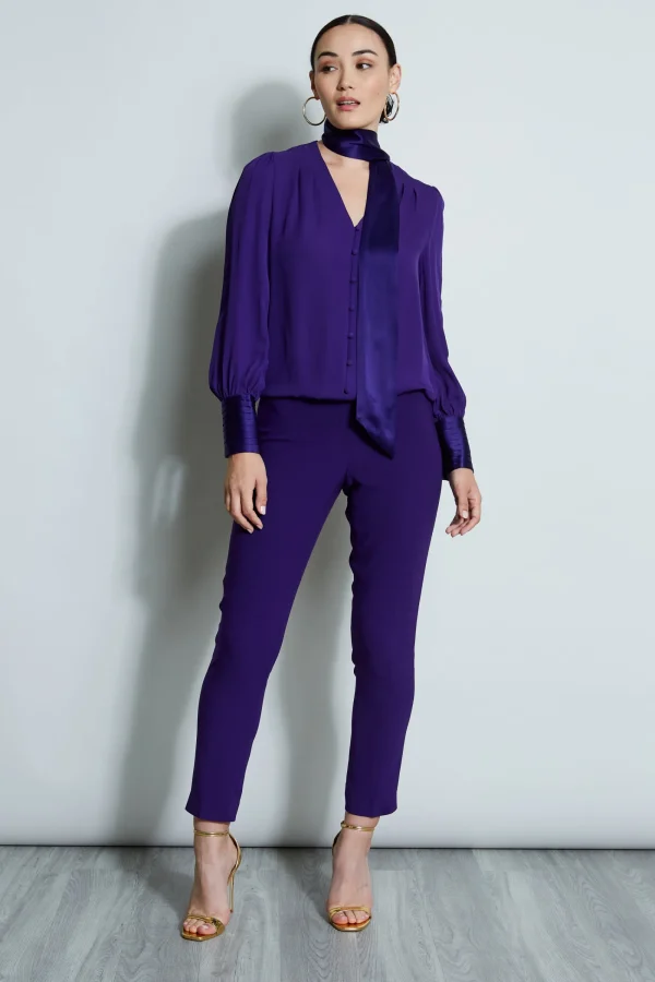 Elie Tahari Tops & Sweaters-Blouson Satin Tie Shirt