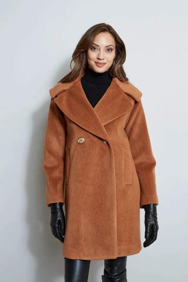 Elie Tahari Coats-Brushed Double Breasted Coat