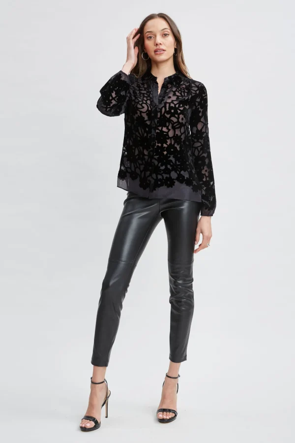 Elie Tahari Tops & Sweaters-Burnout Silk Velvet Burnout Shirt