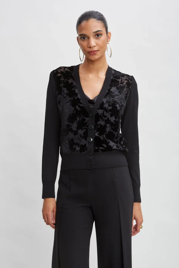 Elie Tahari Tops & Sweaters-Burnout Velvet Cardigan