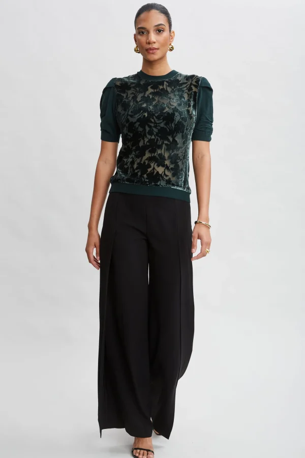 Elie Tahari Tops & Sweaters-Burnout Velvet Short Sleeve Sweater