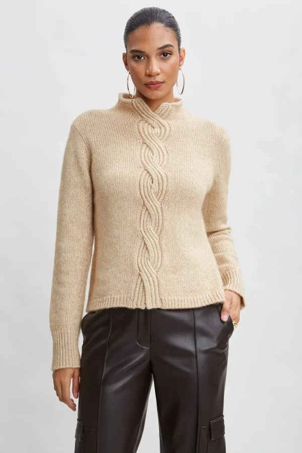 Elie Tahari Tops & Sweaters-Cable Front Cotton Merino Sweater