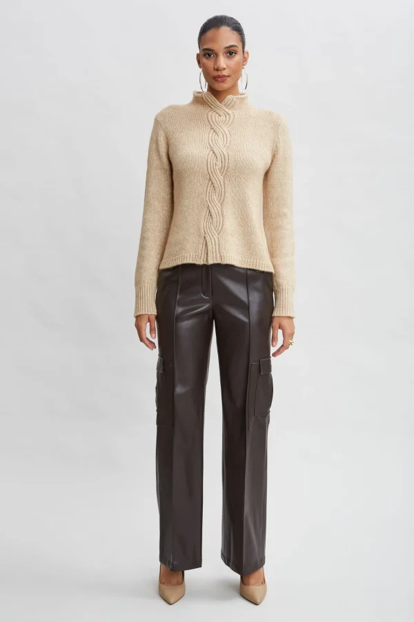 Elie Tahari Tops & Sweaters-Cable Front Cotton Merino Sweater