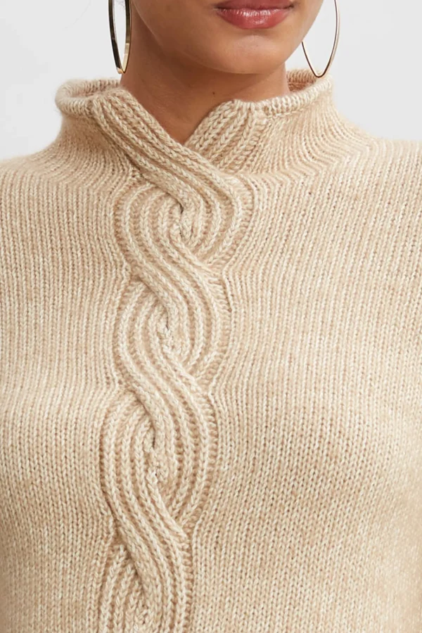 Elie Tahari Tops & Sweaters-Cable Front Cotton Merino Sweater