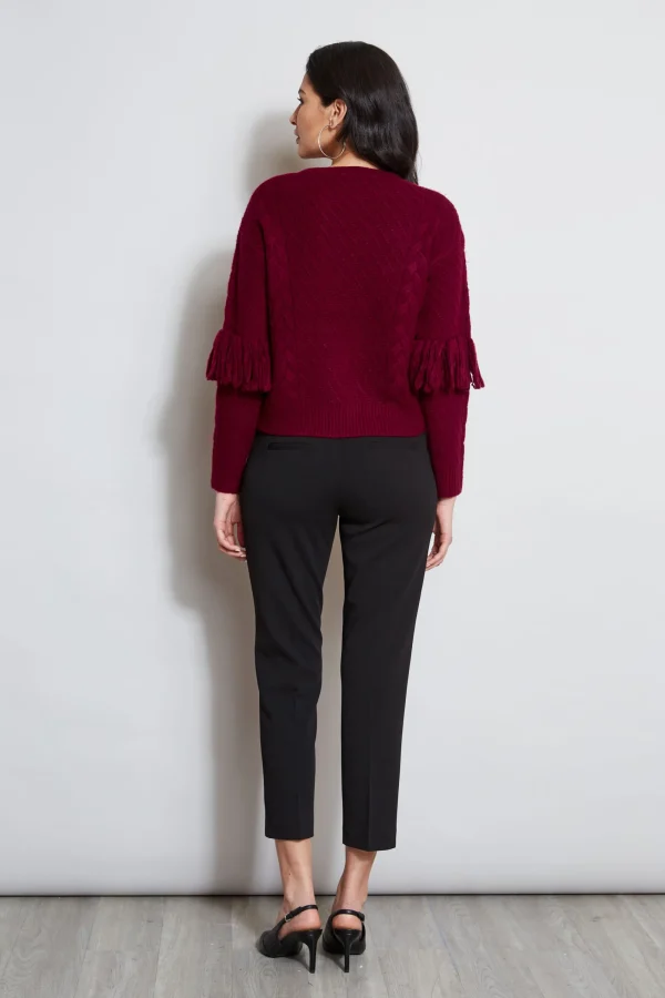 Elie Tahari Tops & Sweaters-Cable Knit Fringe Sweater