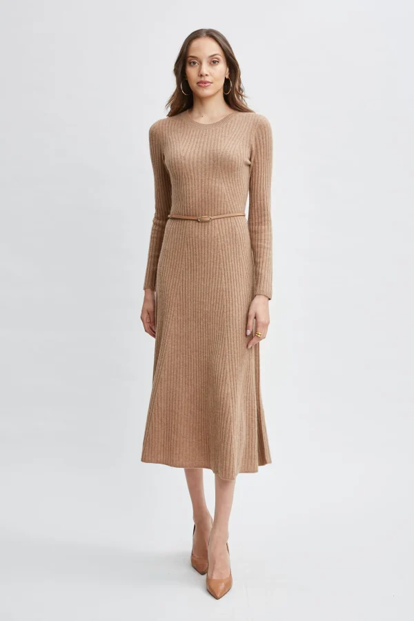 Elie Tahari Dresses & Jumpsuits-Cashmere Long Sleeve Belted Dress