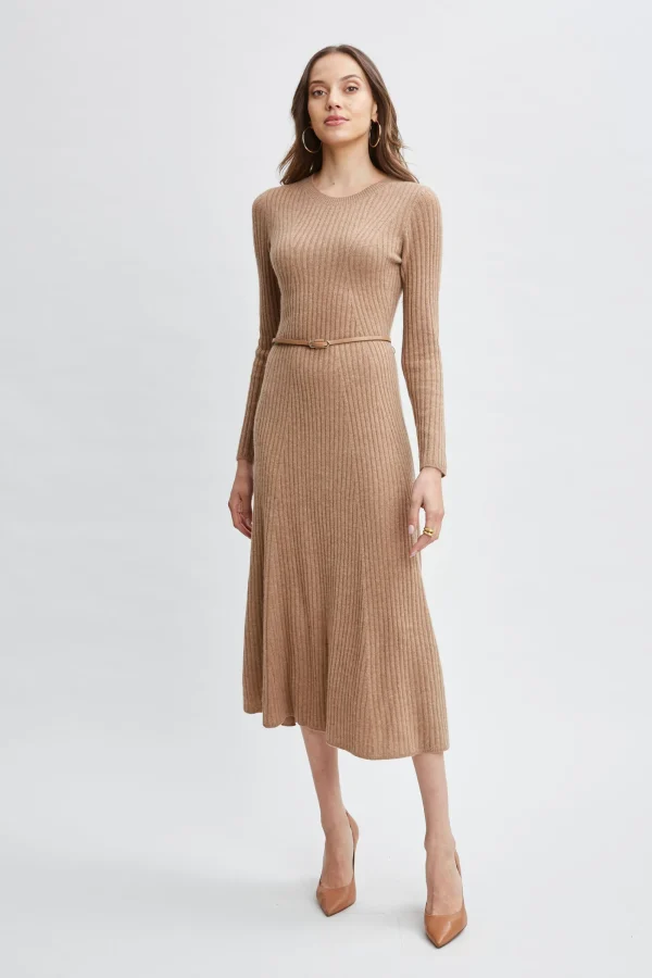 Elie Tahari Dresses & Jumpsuits-Cashmere Long Sleeve Belted Dress