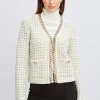 Elie Tahari Tops & Sweaters | Suiting-Chain Trim Metallic Cardigan