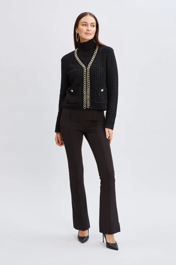 Elie Tahari Tops & Sweaters | Suiting-Chain Trim Metallic Cardigan