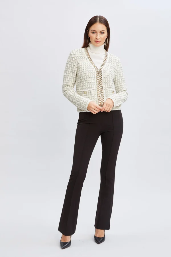 Elie Tahari Tops & Sweaters | Suiting-Chain Trim Metallic Cardigan