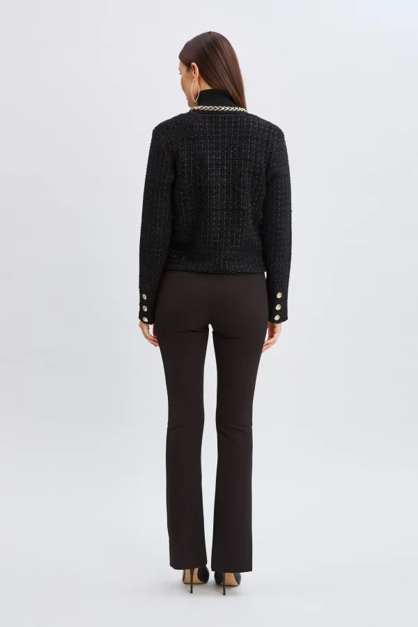 Elie Tahari Tops & Sweaters | Suiting-Chain Trim Metallic Cardigan