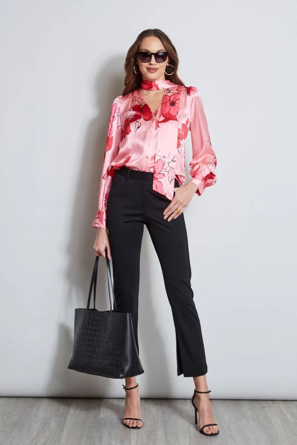 Elie Tahari Tops & Sweaters-Chelsea Floral Tie Neck Shirt