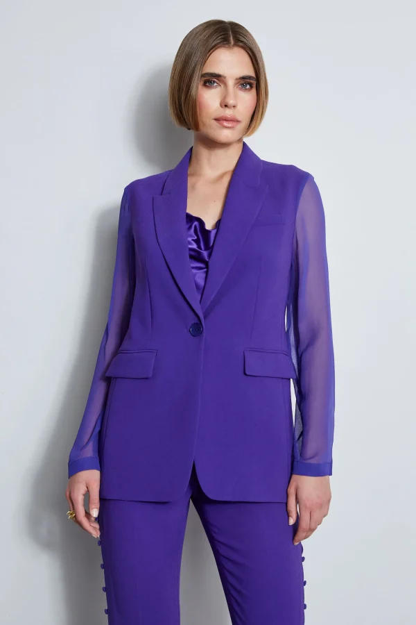 Elie Tahari Jackets & Blazers | Suiting-Chiffon Combo Crepe Blazer