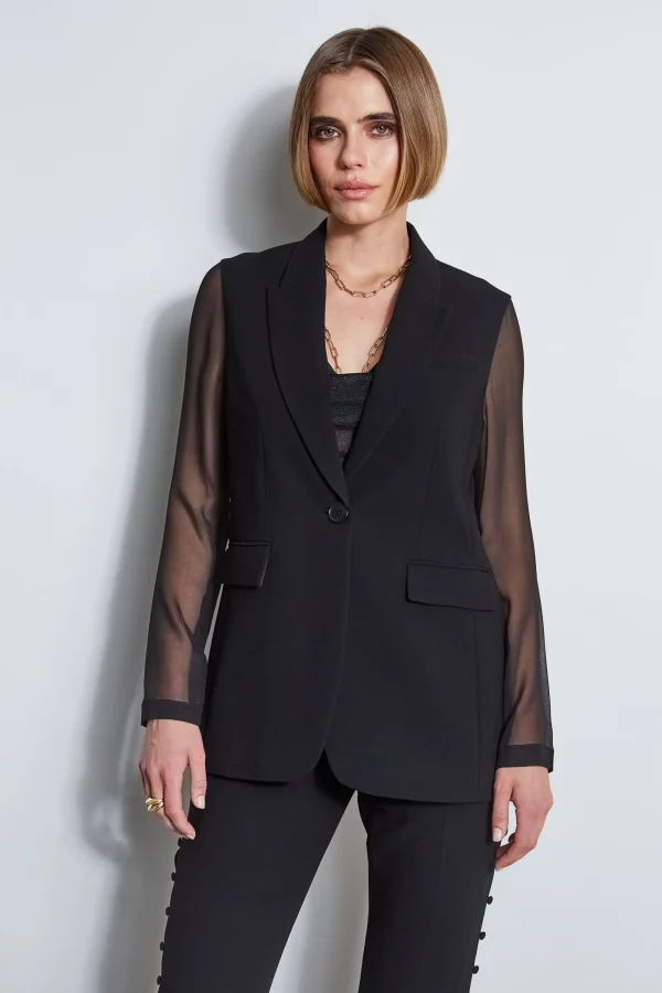 Elie Tahari Jackets & Blazers | Suiting-Chiffon Combo Crepe Blazer