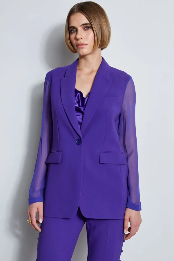 Elie Tahari Jackets & Blazers | Suiting-Chiffon Combo Crepe Blazer