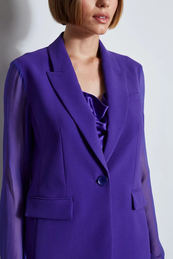 Elie Tahari Jackets & Blazers | Suiting-Chiffon Combo Crepe Blazer