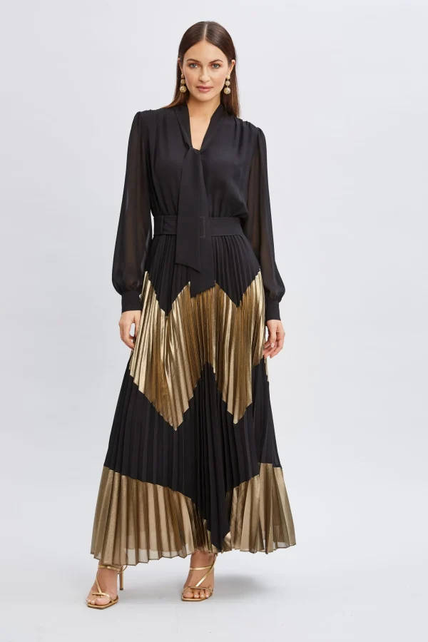 Elie Tahari Dresses & Jumpsuits | Maxi Dresses-Chiffon Gilded Pleated Maxi Dress