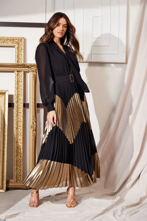 Elie Tahari Dresses & Jumpsuits | Maxi Dresses-Chiffon Gilded Pleated Maxi Dress