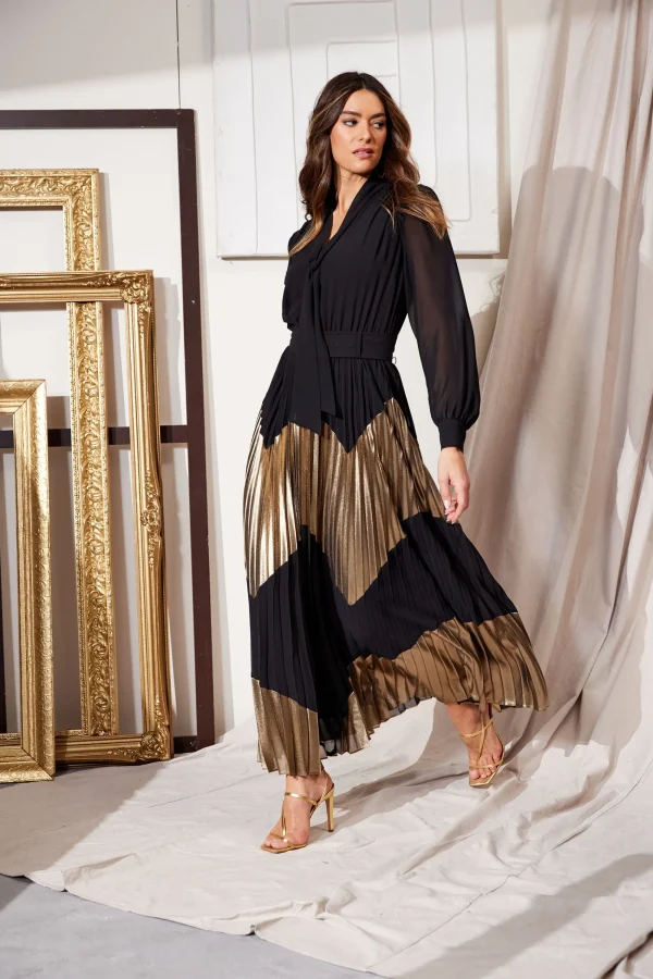 Elie Tahari Dresses & Jumpsuits | Maxi Dresses-Chiffon Gilded Pleated Maxi Dress