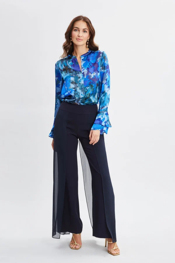 Elie Tahari Bottoms-Chiffon Panel Pant