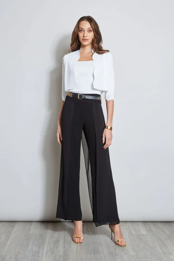 Elie Tahari Bottoms-Chiffon Panel Pant