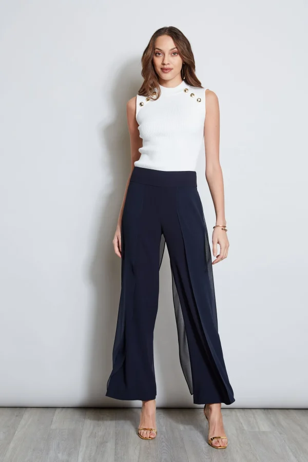 Elie Tahari Bottoms-Chiffon Panel Pant