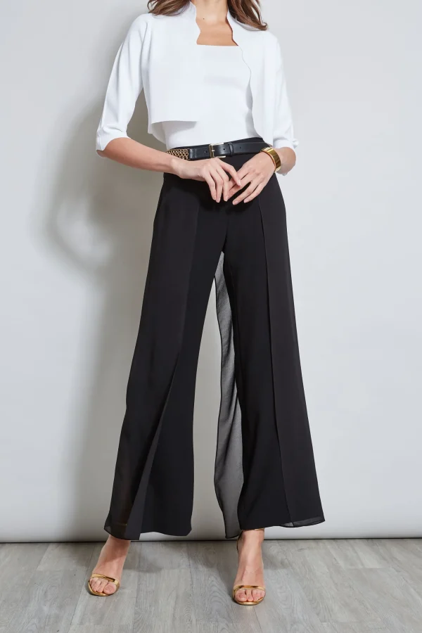 Elie Tahari Bottoms-Chiffon Panel Pant