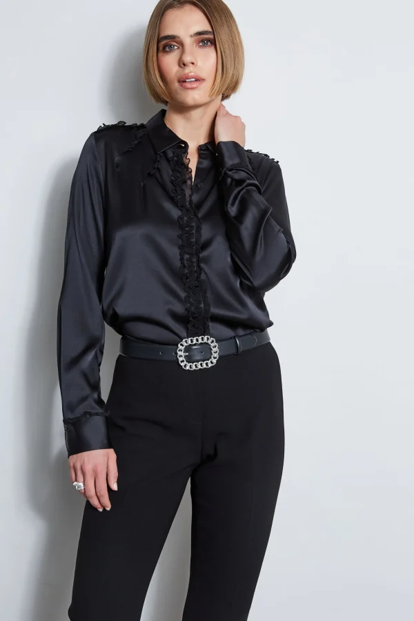 Elie Tahari Tops & Sweaters | Suiting-Chiffon Ruffle Silk Satin Shirt