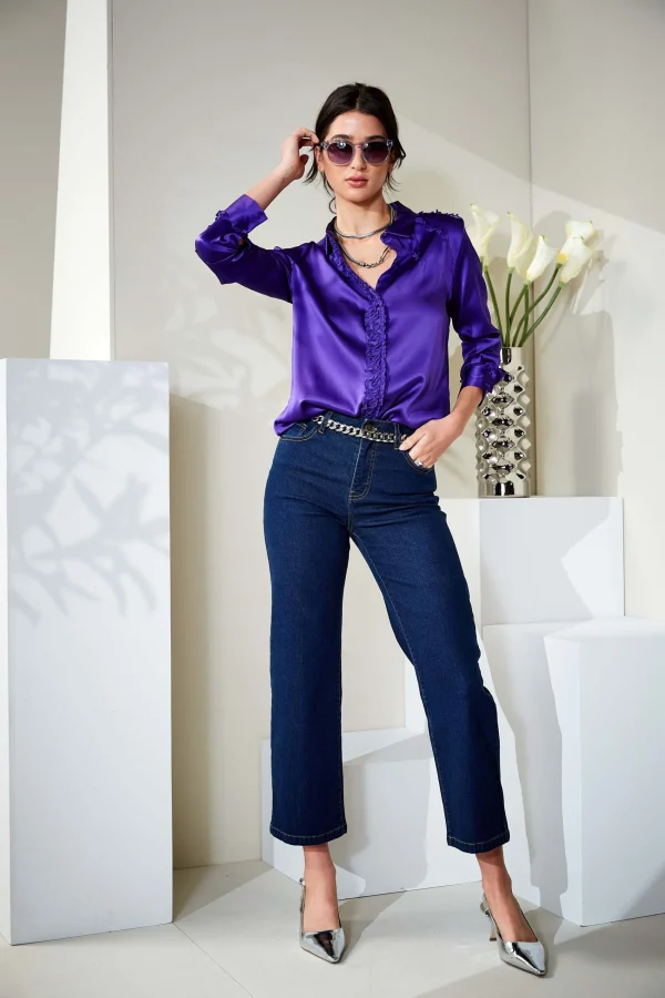 Elie Tahari Tops & Sweaters-Chiffon Ruffle Silk Satin Shirt