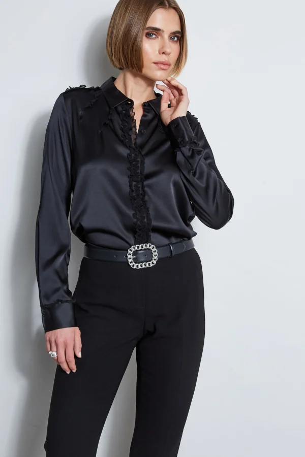 Elie Tahari Tops & Sweaters | Suiting-Chiffon Ruffle Silk Satin Shirt