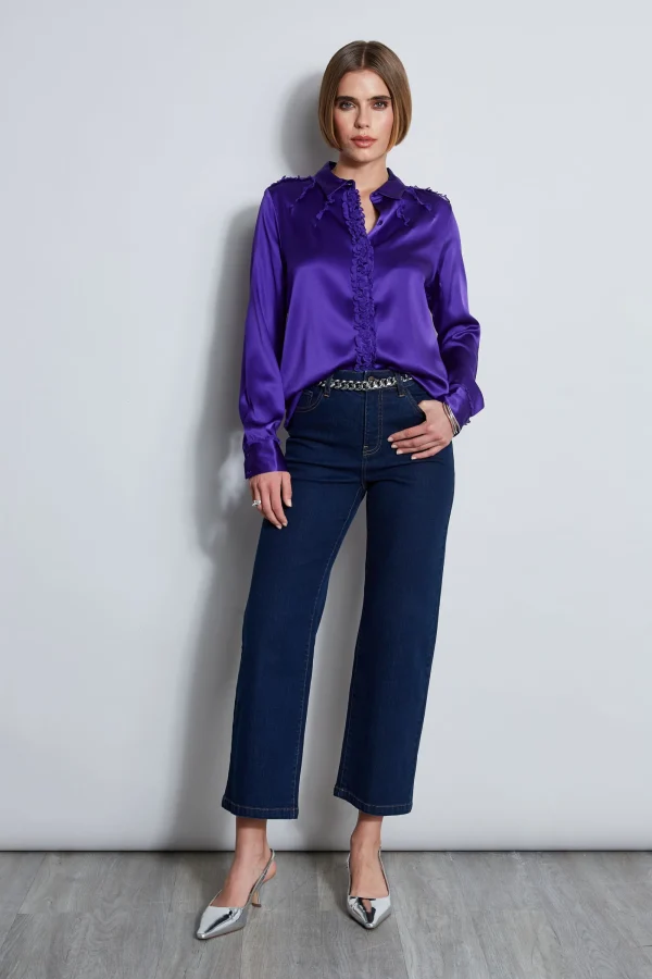 Elie Tahari Tops & Sweaters-Chiffon Ruffle Silk Satin Shirt