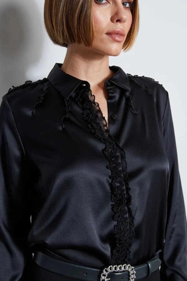 Elie Tahari Tops & Sweaters | Suiting-Chiffon Ruffle Silk Satin Shirt