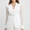 Elie Tahari Jackets & Blazers | Suiting-Chiffon Sleeve Jewel Button Blazer