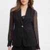 Elie Tahari Suiting | Jackets & Blazers-Chiffon Sleeve Jewel Button Blazer