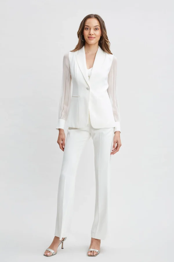 Elie Tahari Jackets & Blazers | Suiting-Chiffon Sleeve Jewel Button Blazer