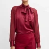 Elie Tahari Tops & Sweaters | Suiting-Chiffon Sleeve Silk Satin Tie Shirt