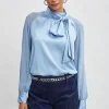 Elie Tahari Tops & Sweaters-Chiffon Sleeve Silk Satin Tie Shirt