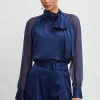 Elie Tahari Tops & Sweaters-Chiffon Sleeve Silk Satin Tie Shirt