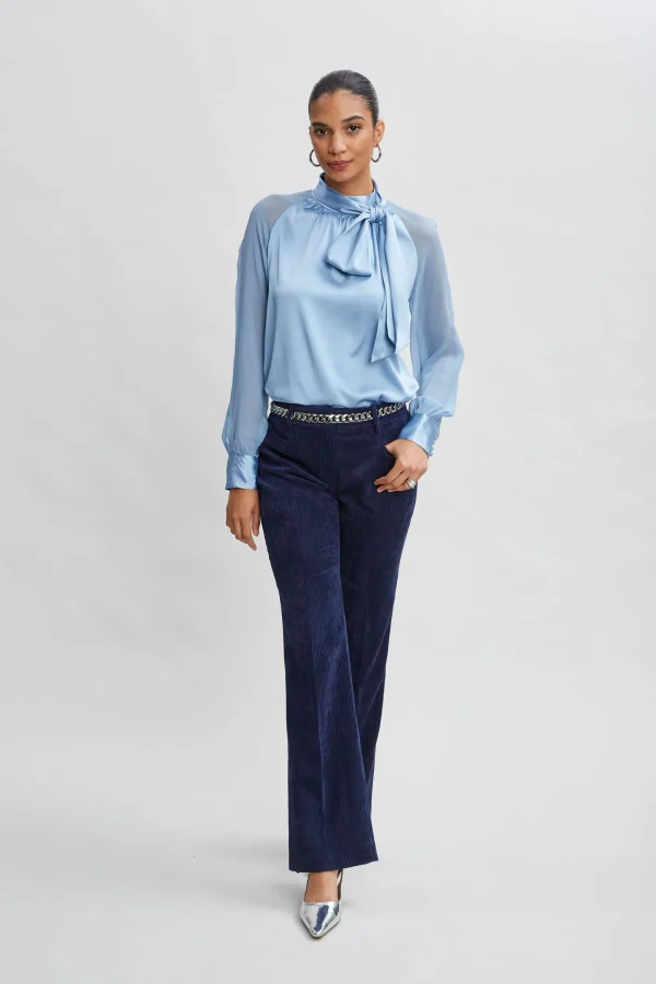 Elie Tahari Tops & Sweaters-Chiffon Sleeve Silk Satin Tie Shirt