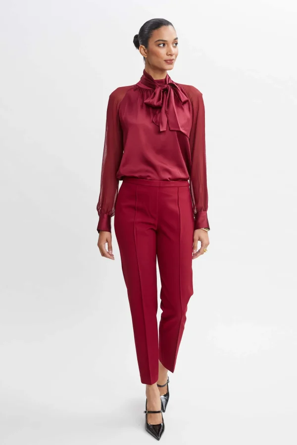 Elie Tahari Tops & Sweaters | Suiting-Chiffon Sleeve Silk Satin Tie Shirt