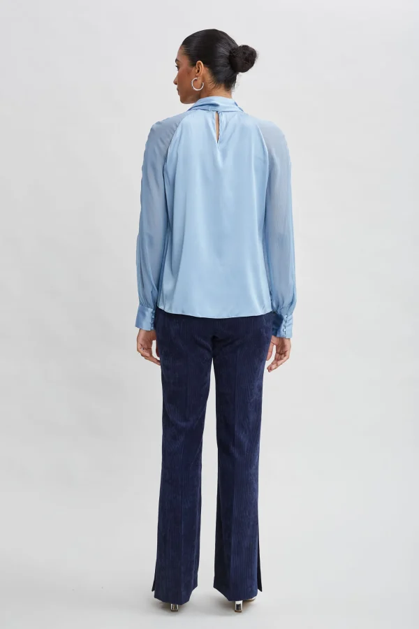 Elie Tahari Tops & Sweaters-Chiffon Sleeve Silk Satin Tie Shirt