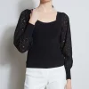 Elie Tahari Tops & Sweaters-Contour Neck Lace Sleeve Sweater